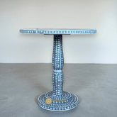 Mother of Pearl Inlay Full Floral Round Dining Table Grey